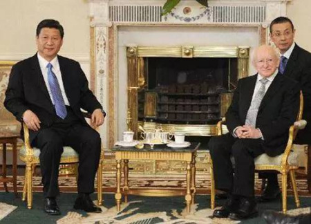 2014年，習(xí)近平主席同愛(ài)爾蘭總統(tǒng)希金斯舉行會(huì)談，林超倫任翻譯