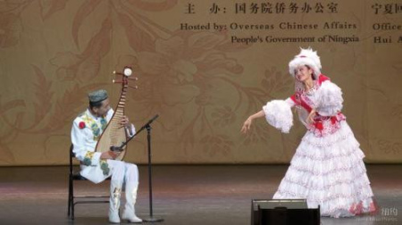 琵琶獨(dú)奏《天山之春》。(美國(guó)《僑報(bào)》/何心怡 攝)