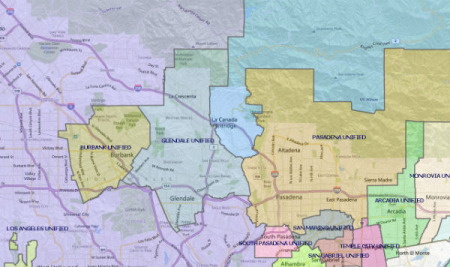 南加華人集中地區(qū)部分學(xué)區(qū)圖。（美國《僑報》）