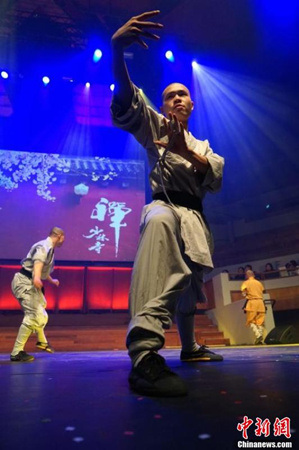 少林武僧功夫表演。<a target='_blank' >中新社</a>記者 付強(qiáng) 攝