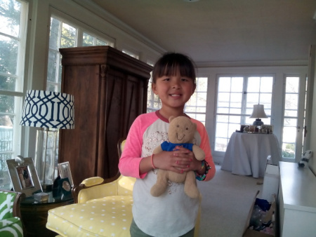 布萊絲的唇裂已經(jīng)基本治愈。（美國《世界日報(bào)》/韓杰 攝）