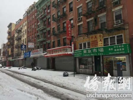 華埠茂比利街除了一家小超市外，全部休息。（美國《僑報(bào)》/葉永康 攝)