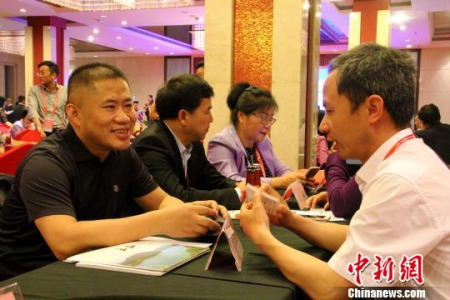 海外僑商、僑領(lǐng)同安徽省直有關(guān)部門(mén)和地方招商部門(mén)進(jìn)行項(xiàng)目對(duì)接洽談?！Ⅷ欪Q 攝