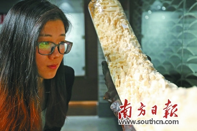 市民在欣賞大師的牙雕作品。
