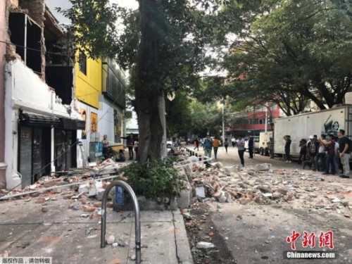 圖為墨西哥城的受損建筑。