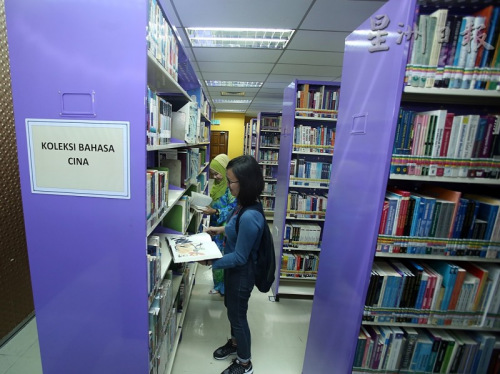 兩家圖書(shū)館內(nèi)都至少有1排書(shū)架擺放中文書(shū)籍，書(shū)籍種類包括歷史、小說(shuō)、養(yǎng)生、詩(shī)集、兒童漫畫(huà)等。（馬來(lái)西亞《星洲日?qǐng)?bào)》）