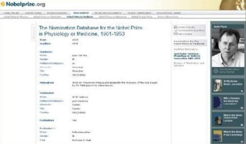 諾貝爾基金會(huì)官方網(wǎng)站關(guān)于伍連德的相關(guān)信息