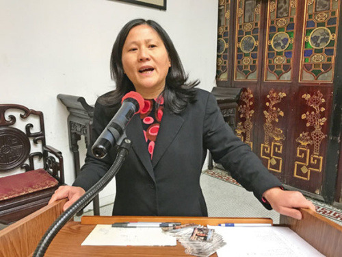 李愛晨重申她的反大麻立場。(美國《世界日報(bào)》/黃少華 攝)