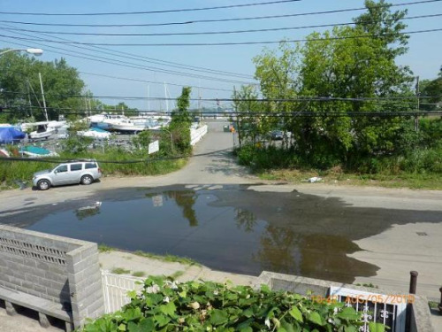 鮑威爾科夫大道一經(jīng)雨雪后，周邊地區(qū)變成澤國(guó)。(王文榮提供)