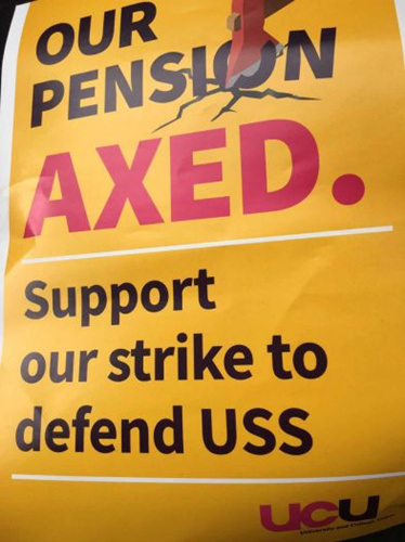 英國(guó)大學(xué)教師工會(huì)(UCU)發(fā)起罷工的海報(bào)