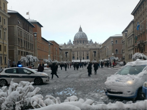 羅馬雪景。(圖片來源：歐洲時報劉欣 攝)