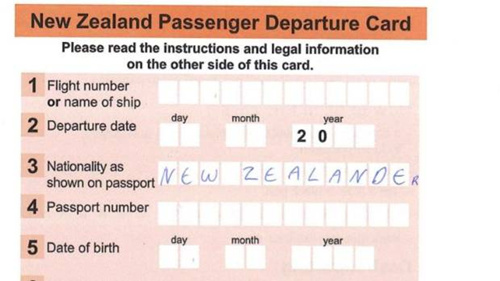 新西蘭各國際機場使用的離境卡 資料圖片 新西蘭各國際機場使用的離境卡 資料圖片