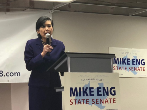 聯(lián)邦眾議員趙美心發(fā)言。(美國《世界日報》/張宏 攝)