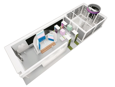 福田主展區(qū)將融入空氣成像、紗幕投影、手勢(shì)互動(dòng)等新科技展示文化亮點(diǎn)，圖為福田主展區(qū)設(shè)計(jì)效果圖。