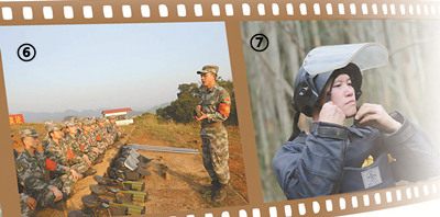 圖⑥：雷場(chǎng)外，掃雷官兵交流搜排經(jīng)驗(yàn)；圖⑦：邢志明整裝待發(fā)。圖片來(lái)源：解放軍報(bào)