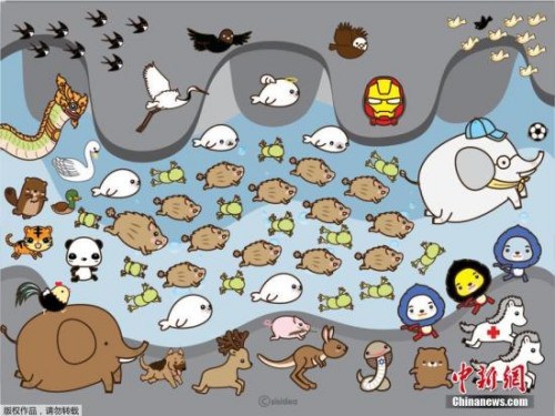 球隊(duì)獲救后，泰國網(wǎng)友手繪了一張愛心滿滿的圖像：13只小野豬在各種各樣的小動(dòng)物的保護(hù)下，從滿是積水的隧道中向前游去。這支名為“野豬”的足球隊(duì)，正是靠外界各類人士的幫助，才得以脫困，迎來獲救的機(jī)會(huì)。