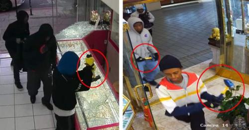 11月24日中國(guó)城珠寶店搶劫案和12月19日西敏寺市珠寶店搶劫案的犯罪團(tuán)伙，使用相同的方式和著黃色手柄錘子進(jìn)行犯罪。（圖片來(lái)源：美國(guó)僑報(bào)網(wǎng) 劉女士提供圖）