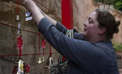 美國圣迭戈動(dòng)物園“大熊貓友誼墻”上的祝福簽。(視頻截圖)