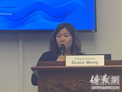 華裔眾議員孟昭文出席報(bào)告會(huì)并致辭，強(qiáng)調(diào)亞太裔個(gè)性研究報(bào)告的必要性。(僑報(bào)記者徐一凡攝)