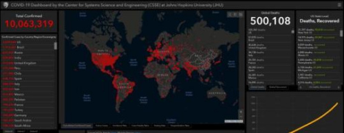 美國約翰斯·霍普金斯大學(xué)數(shù)據(jù)截圖 美國約翰斯·霍普金斯大學(xué)數(shù)據(jù)截圖