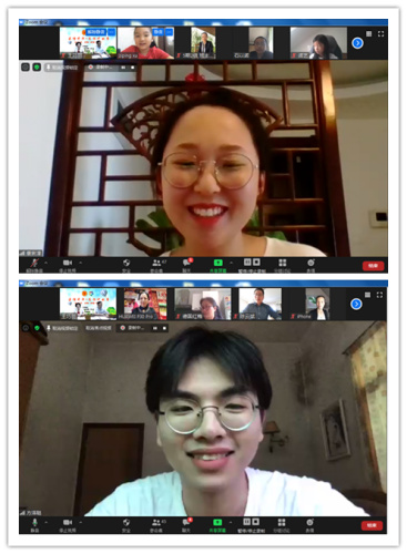 夏令營授課老師康紫淳(上)、方澤聰(下)在線授課