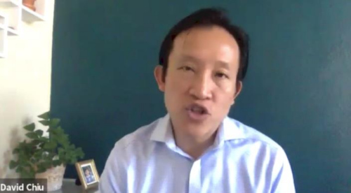 加州眾議員邱信福（David Chiu）參與日前舉行的“反仇恨亞裔”線上報(bào)告。（美國《世界日報(bào)》記者陳開 攝）