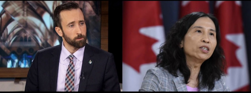 　△左為保守黨聯(lián)邦眾議員德里克·斯隆，右為聯(lián)邦首席醫(yī)療官譚詠詩醫(yī)生