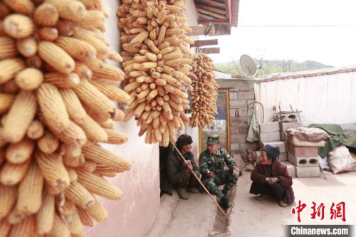 布哈走村入戶宣講脫貧政策。圖片由武警部隊提供