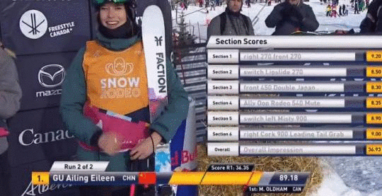 谷愛凌慶祝勝利