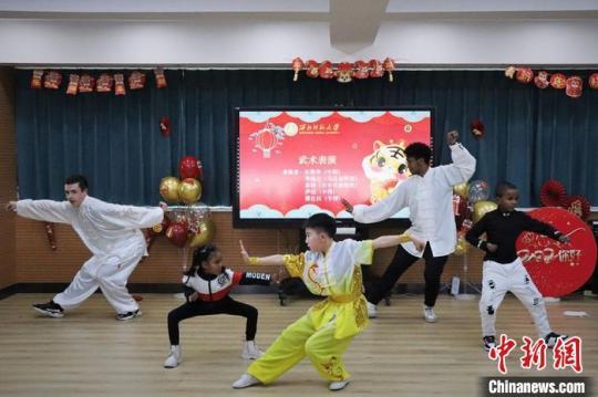 圖為留學(xué)生表演中國功夫?！∥鞅睅煼洞髮W(xué)國際文化交流學(xué)院供圖