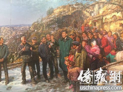 《重返梁家河》畫作。(美國(guó)《僑報(bào)》/李幟一