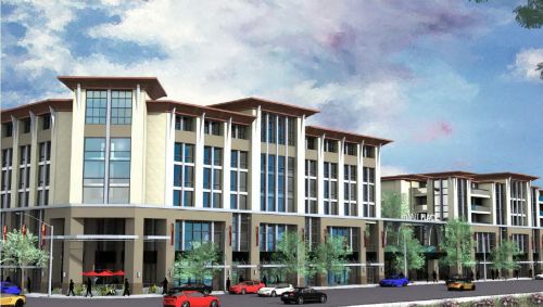 已經破土動工的圣蓋博華資凱悅大酒店示意圖。(美國《僑報》/高睿