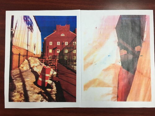 黃先生自磚紅色施工平臺上摔傷現(xiàn)場。(美國《世界日報(bào)》/許雅鈞