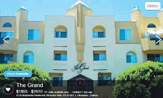 在洛杉磯加大附近出租公寓的網(wǎng)站。(美國《僑報》)