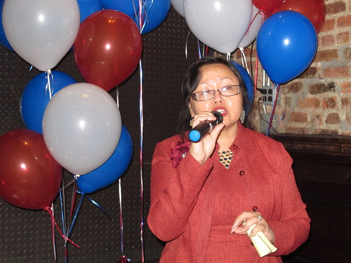 凌德麗在派對上發(fā)表事發(fā)以來首次公開談話,并對即將到來的司法代表大會充滿信心。(美國《世界日報》/許雅鈞