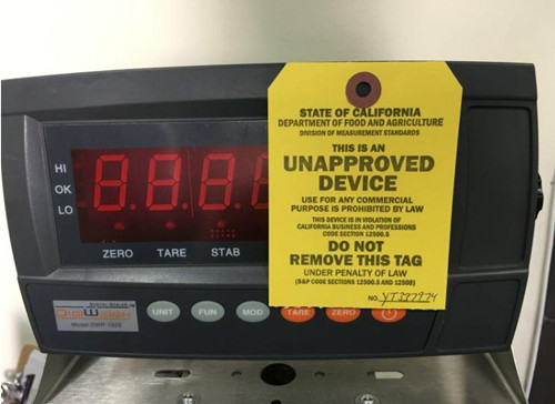 華人快遞公司多數(shù)未使用州府認證秤被查不合格。