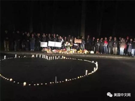 中國僑網(wǎng)華人社區(qū)為陳建生舉辦燭光悼念會。(美國中文網(wǎng)資料圖)