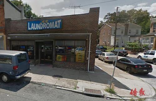 中國(guó)僑網(wǎng)被劫洗衣店的外部景觀。(美國(guó)《僑報(bào)》)