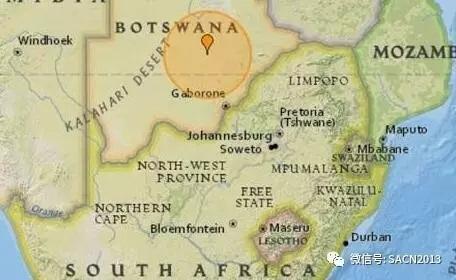 中國僑網此次地震的震源位于博茨瓦納。(南非華人網)
