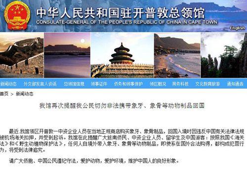 中國僑網(wǎng)中國駐開普敦總領館網(wǎng)站截屏