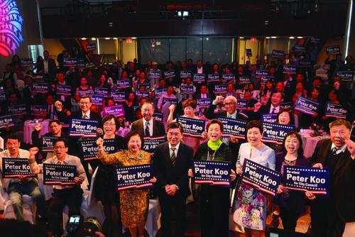 中國僑網(wǎng)華社鼎力支持,顧雅明展現(xiàn)強大籌款能力。(美國《世界日報》)