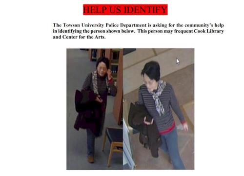 中國僑網陶森大學校園警方發(fā)布尋人啟事,希望告知該亞裔媽媽停止這類行為。(美國《世界日報》/陶森大學校園警方通知截圖)