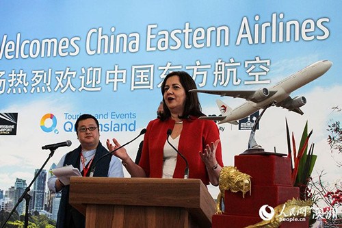 中國僑網(wǎng)昆士蘭州州長白樂琪致辭(攝影 許夢怡)