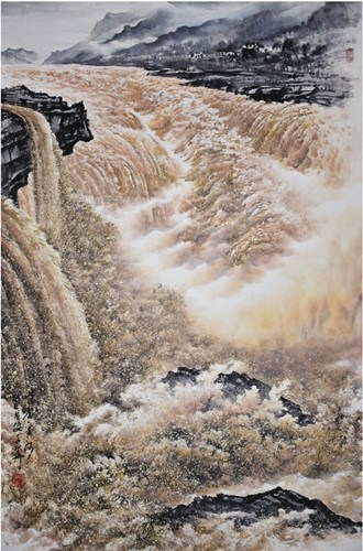 中國僑網(wǎng)咆哮(200cm*133cm 紙本水墨)-牛子華(日本)-2013