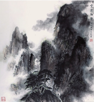 中國(guó)僑網(wǎng)云影松聲(96c*96cm 紙本水墨)-譚植桓(中國(guó)澳門)-2011