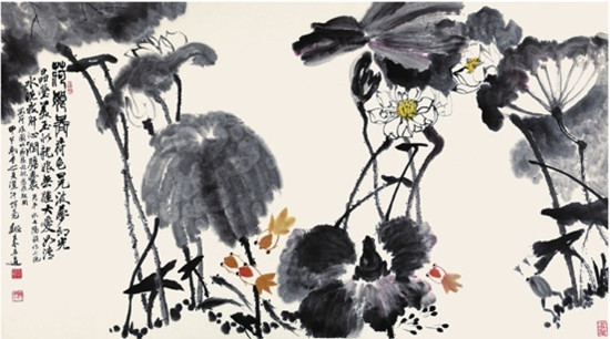 中國(guó)僑網(wǎng)荷娘圖(140cm*80cm紙本水墨)-魏來(lái)五道(日本)-2014