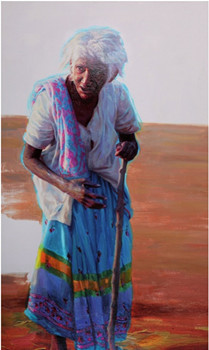 中國僑網老婆婆(162cm*97 布面油彩)-東強(日本)-2010