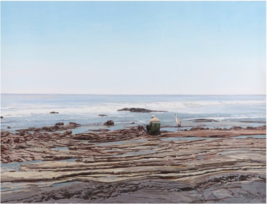 中國(guó)僑網(wǎng)漁翁與野鶴(101.6cm*76.2cm 布面油彩)-王岳(美國(guó))-2012