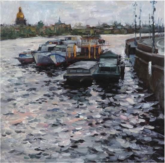 中國(guó)僑網(wǎng)雨中的涅瓦河(70cm*70cm 布面油彩)-吳世平(俄羅斯)-2007