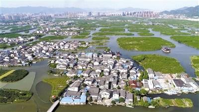 中國(guó)僑網(wǎng)即將整村改造的三垟街道應(yīng)潭村全貌。楊冰杰 蔡溫瑞 航拍